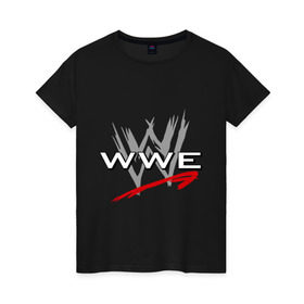 Женская футболка хлопок с принтом WWE - горизонталь в Курске, 100% хлопок | прямой крой, круглый вырез горловины, длина до линии бедер, слегка спущенное плечо | wrestling | wwe | бои без правил | реслинг | рестлинг | спорт