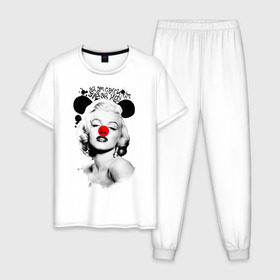 Мужская пижама хлопок с принтом Мэрилин Монро в Курске, 100% хлопок | брюки и футболка прямого кроя, без карманов, на брюках мягкая резинка на поясе и по низу штанин
 | 