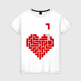 Женская футболка хлопок с принтом Heart tetris сердце тетрис в Курске, 100% хлопок | прямой крой, круглый вырез горловины, длина до линии бедер, слегка спущенное плечо | heart tetris сердце тетрис | сердечко | сердце | тетрис сердце