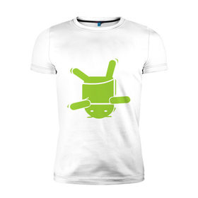 Мужская футболка премиум с принтом android na golove в Курске, 92% хлопок, 8% лайкра | приталенный силуэт, круглый вырез ворота, длина до линии бедра, короткий рукав | 