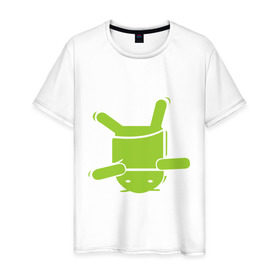 Мужская футболка хлопок с принтом android na golove в Курске, 100% хлопок | прямой крой, круглый вырез горловины, длина до линии бедер, слегка спущенное плечо. | 