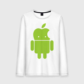 Мужской лонгслив хлопок с принтом Android Applehead в Курске, 100% хлопок |  | android | apple | админам | андроид | для админов | эпл