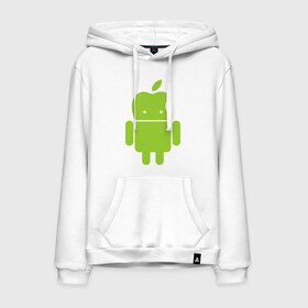 Мужская толстовка хлопок с принтом Android Applehead в Курске, френч-терри, мягкий теплый начес внутри (100% хлопок) | карман-кенгуру, эластичные манжеты и нижняя кромка, капюшон с подкладом и шнурком | android | apple | админам | андроид | для админов | эпл