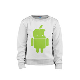 Детский свитшот хлопок с принтом Android Applehead в Курске, 100% хлопок | круглый вырез горловины, эластичные манжеты, пояс и воротник | android | apple | админам | андроид | для админов | эпл