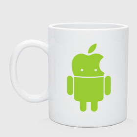 Кружка с принтом Android Applehead в Курске, керамика | объем — 330 мл, диаметр — 80 мм. Принт наносится на бока кружки, можно сделать два разных изображения | android | apple | админам | андроид | для админов | эпл