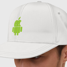 Кепка снепбек с прямым козырьком с принтом Android Applehead в Курске, хлопок 100% |  | android | apple | админам | андроид | для админов | эпл