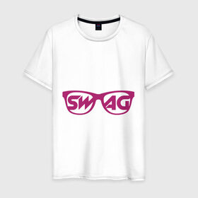 Мужская футболка хлопок с принтом Swag винтажные очки в Курске, 100% хлопок | прямой крой, круглый вырез горловины, длина до линии бедер, слегка спущенное плечо. | swag | очки | сваг | свег | свег стиль | свэг