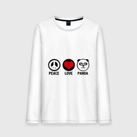 Мужской лонгслив хлопок с принтом Peace, love, panda (мир любовь панда) в Курске, 100% хлопок |  | Тематика изображения на принте: love | panda | peace | любовь | мир