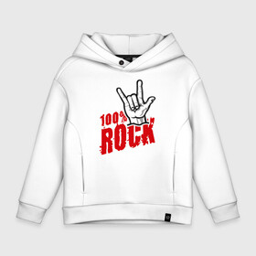 Детское худи Oversize хлопок с принтом 100 Rock (Кoza) в Курске, френч-терри — 70% хлопок, 30% полиэстер. Мягкий теплый начес внутри —100% хлопок | боковые карманы, эластичные манжеты и нижняя кромка, капюшон на магнитной кнопке | Тематика изображения на принте: 100 rock | rock | рок | рок музыка