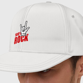 Кепка снепбек с прямым козырьком с принтом 100% Rock (Кoza) в Курске, хлопок 100% |  | 100 rock | rock | рок | рок музыка