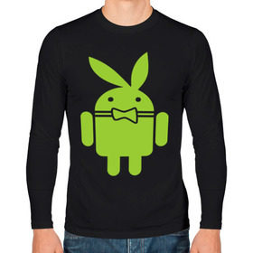 Мужской лонгслив хлопок с принтом Android Playboy в Курске, 100% хлопок |  | android | play | андроид | плейбой
