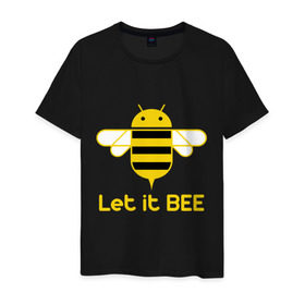 Мужская футболка хлопок с принтом Android - Let It Bee в Курске, 100% хлопок | прямой крой, круглый вырез горловины, длина до линии бедер, слегка спущенное плечо. | 