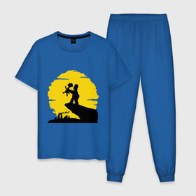 Мужская пижама хлопок с принтом Homer & Bart в Курске, 100% хлопок | брюки и футболка прямого кроя, без карманов, на брюках мягкая резинка на поясе и по низу штанин
 | гомер