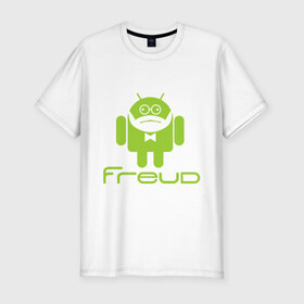 Мужская футболка премиум с принтом Android Freud в Курске, 92% хлопок, 8% лайкра | приталенный силуэт, круглый вырез ворота, длина до линии бедра, короткий рукав | android | андроид
