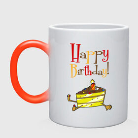 Кружка хамелеон с принтом Happy Birthday! в Курске, керамика | меняет цвет при нагревании, емкость 330 мл | happy birthday | день рождения | именинник | с днем рождения | торт