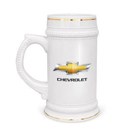 Кружка пивная с принтом Chevrolet логотип в Курске,  керамика (Материал выдерживает высокую температуру, стоит избегать резкого перепада температур) |  объем 630 мл | chevrole | chevrolet | logo chevrolet | логотип chevrole | логотип шевроле | шевроле