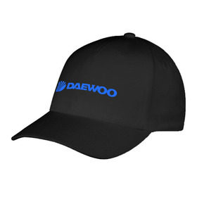 Бейсболка с принтом Daewoo горизонтальный в Курске, 100% хлопок | классический козырек, металлическая застежка-регулятор размера | Тематика изображения на принте: daewoo | автомобиль daewoo | автомобиль дейву | дайву | логотип daewoo | логотип дайву | логотип дейву