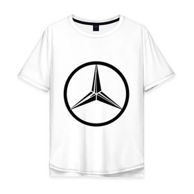 Мужская футболка хлопок Oversize с принтом Mercedes-Benz logo в Курске, 100% хлопок | свободный крой, круглый ворот, “спинка” длиннее передней части | Тематика изображения на принте: mercedes | mercedes benz | логотип mercedes | логотип mercedes benz | логотип мерседерс бенс | мерен | мерседерс | мерседерс бенс