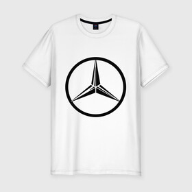 Мужская футболка премиум с принтом Mercedes-Benz logo в Курске, 92% хлопок, 8% лайкра | приталенный силуэт, круглый вырез ворота, длина до линии бедра, короткий рукав | mercedes | mercedes benz | логотип mercedes | логотип mercedes benz | логотип мерседерс бенс | мерен | мерседерс | мерседерс бенс
