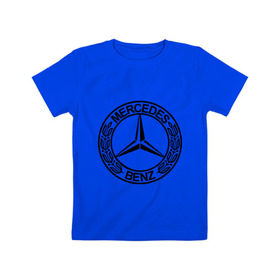 Детская футболка хлопок с принтом Mercedes-Benz в Курске, 100% хлопок | круглый вырез горловины, полуприлегающий силуэт, длина до линии бедер | mercedes | mercedes benz | логотип mercedes | логотип mercedes benz | логотип мерседерс бенс | мерен | мерседерс | мерседерс бенс