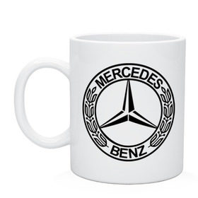 Кружка с принтом Mercedes-Benz в Курске, керамика | объем — 330 мл, диаметр — 80 мм. Принт наносится на бока кружки, можно сделать два разных изображения | Тематика изображения на принте: mercedes | mercedes benz | логотип mercedes | логотип mercedes benz | логотип мерседерс бенс | мерен | мерседерс | мерседерс бенс
