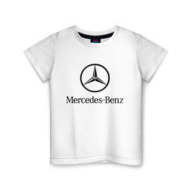 Детская футболка хлопок с принтом Logo Mercedes-Benz в Курске, 100% хлопок | круглый вырез горловины, полуприлегающий силуэт, длина до линии бедер | mercedes | mercedes benz | логотип mercedes | логотип mercedes benz | логотип мерседерс бенс | мерен | мерседерс | мерседерс бенс