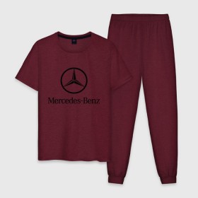 Мужская пижама хлопок с принтом Logo Mercedes-Benz в Курске, 100% хлопок | брюки и футболка прямого кроя, без карманов, на брюках мягкая резинка на поясе и по низу штанин
 | mercedes | mercedes benz | логотип mercedes | логотип mercedes benz | логотип мерседерс бенс | мерен | мерседерс | мерседерс бенс