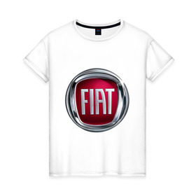Женская футболка хлопок с принтом FIAT logo в Курске, 100% хлопок | прямой крой, круглый вырез горловины, длина до линии бедер, слегка спущенное плечо | fiat | автомобиль фиат | логотип fiat | логотип фиат | фиат