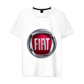 Мужская футболка хлопок с принтом FIAT logo в Курске, 100% хлопок | прямой крой, круглый вырез горловины, длина до линии бедер, слегка спущенное плечо. | fiat | автомобиль фиат | логотип fiat | логотип фиат | фиат