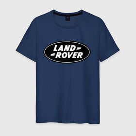 Мужская футболка хлопок с принтом Land Rover logo в Курске, 100% хлопок | прямой крой, круглый вырез горловины, длина до линии бедер, слегка спущенное плечо. | Тематика изображения на принте: land rove | автомобиль land rove | автомобиль ланд ровер | ланд ровер
