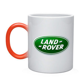Кружка хамелеон с принтом Logo Land Rover в Курске, керамика | меняет цвет при нагревании, емкость 330 мл | Тематика изображения на принте: land rove | автомобиль land rove | автомобиль ланд ровер | ланд ровер