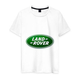 Мужская футболка хлопок с принтом Logo Land Rover в Курске, 100% хлопок | прямой крой, круглый вырез горловины, длина до линии бедер, слегка спущенное плечо. | land rove | автомобиль land rove | автомобиль ланд ровер | ланд ровер