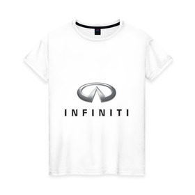 Женская футболка хлопок с принтом Logo Infiniti в Курске, 100% хлопок | прямой крой, круглый вырез горловины, длина до линии бедер, слегка спущенное плечо | infiniti автомобиль | автомобиль инфинити | инфинити | логотип infiniti | логотип инфинити