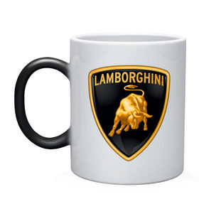 Кружка хамелеон с принтом Lamborghini logo в Курске, керамика | меняет цвет при нагревании, емкость 330 мл | Тематика изображения на принте: lamborghini | автомобиль lamborghini | ламборджини | ламборджини автомобиль | логотип lamborghini | логотип ламборджини