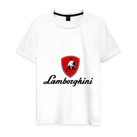Мужская футболка хлопок с принтом Logo lamborghini в Курске, 100% хлопок | прямой крой, круглый вырез горловины, длина до линии бедер, слегка спущенное плечо. | lamborghini | автомобиль lamborghini | ламборджини | ламборджини автомобиль | логотип lamborghini | логотип ламборджини