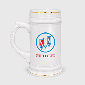 Кружка пивная с принтом Logo buick в Курске,  керамика (Материал выдерживает высокую температуру, стоит избегать резкого перепада температур) |  объем 630 мл | buick | автомобиль buick | логотип buick