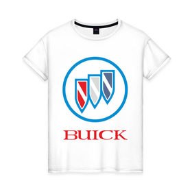 Женская футболка хлопок с принтом Logo buick в Курске, 100% хлопок | прямой крой, круглый вырез горловины, длина до линии бедер, слегка спущенное плечо | buick | автомобиль buick | логотип buick