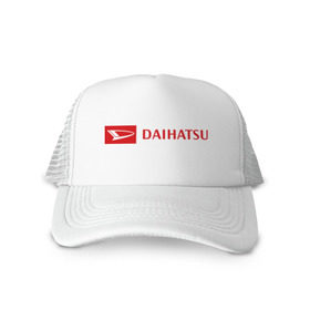 Кепка тракер с сеткой с принтом Daihatsu logo в Курске, трикотажное полотно; задняя часть — сетка | длинный козырек, универсальный размер, пластиковая застежка | daihatsu | автомобиль daihatsu | логотип daihatsu