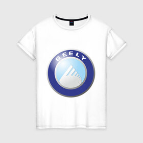 Женская футболка хлопок с принтом Geely logo в Курске, 100% хлопок | прямой крой, круглый вырез горловины, длина до линии бедер, слегка спущенное плечо | geely | автомобиль geely | автомобиль джили | джили | логотип geely | логотип джили