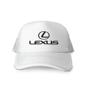 Кепка тракер с сеткой с принтом Lexus logo в Курске, трикотажное полотно; задняя часть — сетка | длинный козырек, универсальный размер, пластиковая застежка | lexus | автобренды | автолюбителям | бренд | лексус | логотип