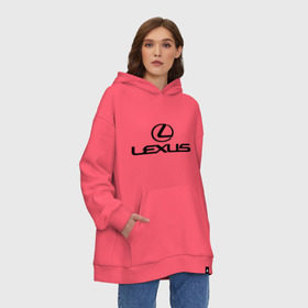 Худи SuperOversize хлопок с принтом Lexus logo в Курске, 70% хлопок, 30% полиэстер, мягкий начес внутри | карман-кенгуру, эластичная резинка на манжетах и по нижней кромке, двухслойный капюшон
 | lexus | автобренды | автолюбителям | бренд | лексус | логотип