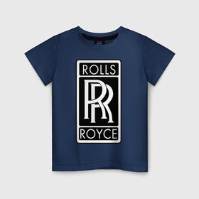 Детская футболка хлопок с принтом Rolls-Royce в Курске, 100% хлопок | круглый вырез горловины, полуприлегающий силуэт, длина до линии бедер | Тематика изображения на принте: rolls royce | rr | автобренды | автолюбителям | бренд | логотип | ролл ройс | ролс ройс