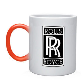 Кружка хамелеон с принтом Rolls-Royce в Курске, керамика | меняет цвет при нагревании, емкость 330 мл | rolls royce | rr | автобренды | автолюбителям | бренд | логотип | ролл ройс | ролс ройс