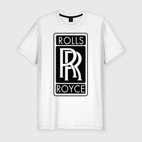 Мужская футболка премиум с принтом Rolls-Royce в Курске, 92% хлопок, 8% лайкра | приталенный силуэт, круглый вырез ворота, длина до линии бедра, короткий рукав | Тематика изображения на принте: rolls royce | rr | автобренды | автолюбителям | бренд | логотип | ролл ройс | ролс ройс