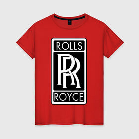 Женская футболка хлопок с принтом Rolls-Royce в Курске, 100% хлопок | прямой крой, круглый вырез горловины, длина до линии бедер, слегка спущенное плечо | rolls royce | rr | автобренды | автолюбителям | бренд | логотип | ролл ройс | ролс ройс