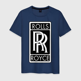 Мужская футболка хлопок с принтом Rolls-Royce в Курске, 100% хлопок | прямой крой, круглый вырез горловины, длина до линии бедер, слегка спущенное плечо. | rolls royce | rr | автобренды | автолюбителям | бренд | логотип | ролл ройс | ролс ройс