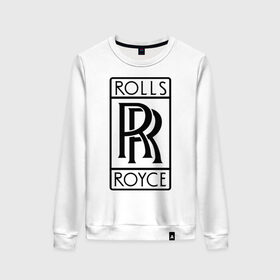 Женский свитшот хлопок с принтом Rolls-Royce logo в Курске, 100% хлопок | прямой крой, круглый вырез, на манжетах и по низу широкая трикотажная резинка  | rolls royce | rr | автобренды | автолюбителям | бренд | логотип | ролл ройс | ролс ройс