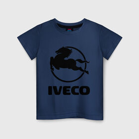 Детская футболка хлопок с принтом Iveco в Курске, 100% хлопок | круглый вырез горловины, полуприлегающий силуэт, длина до линии бедер | Тематика изображения на принте: iveco | автобренды | автолюбителям | бренд | ивеко | логотип
