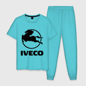 Мужская пижама хлопок с принтом Iveco в Курске, 100% хлопок | брюки и футболка прямого кроя, без карманов, на брюках мягкая резинка на поясе и по низу штанин
 | iveco | автобренды | автолюбителям | бренд | ивеко | логотип