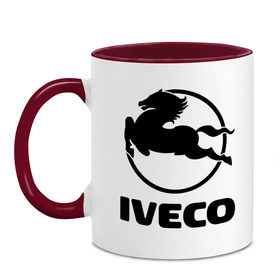 Кружка двухцветная с принтом Iveco в Курске, керамика | объем — 330 мл, диаметр — 80 мм. Цветная ручка и кайма сверху, в некоторых цветах — вся внутренняя часть | iveco | автобренды | автолюбителям | бренд | ивеко | логотип